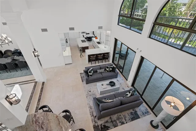 a view of living room with furniture and appliances