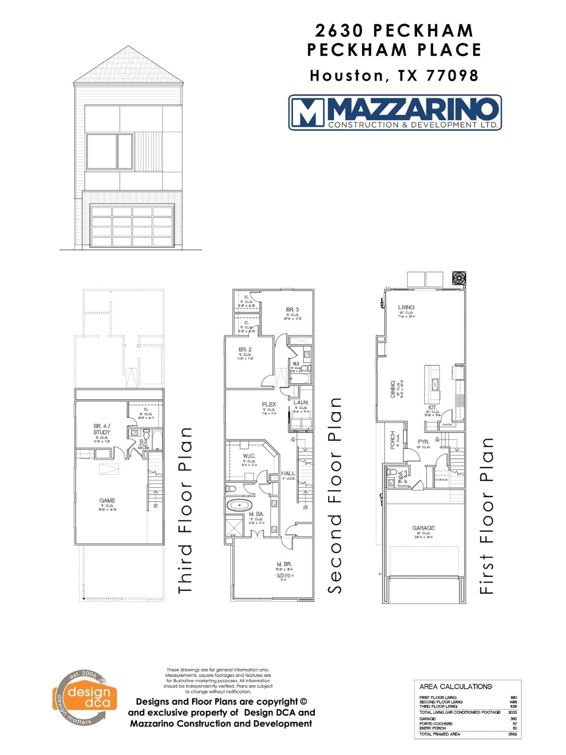 2630 Peckham Street Houston, TX 77098 - Photo 5 of 40 Please be aware that these plans are the property of the architect/builder designer that designed them not DUX Realty, Mazzarino Construction or 2628 PECKHAM LLC and are protected from reproduction and sharing under copyright law. These drawing are for general information only. Measurements, square footages and features are for illustrative marketing purposes. All information should be independently verified. Plans are subject to change without notification.