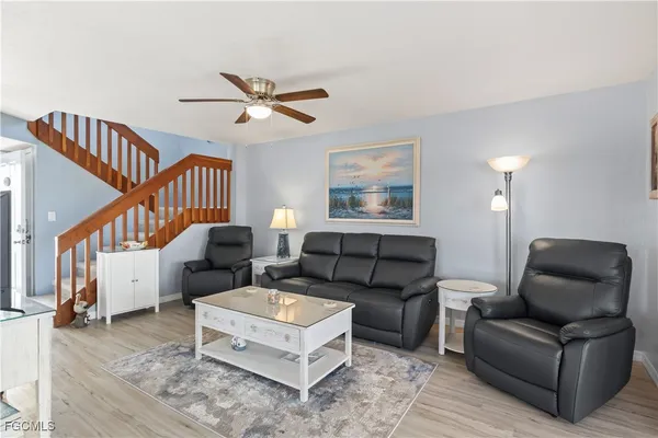 a living room with furniture