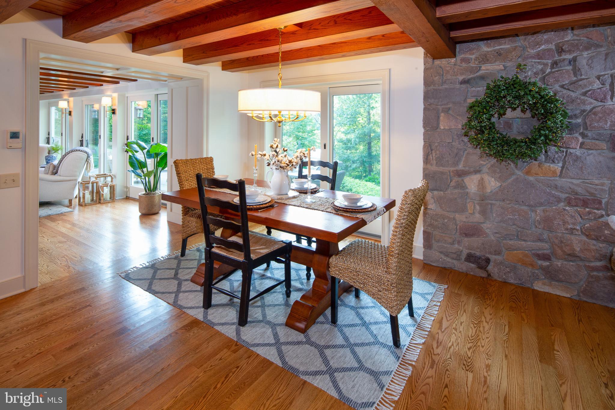 1381 Chestnut Ridge Road Upper Black Eddy, PA 18972 - Photo 16 of 56 Stone Wall and Exposed Beams