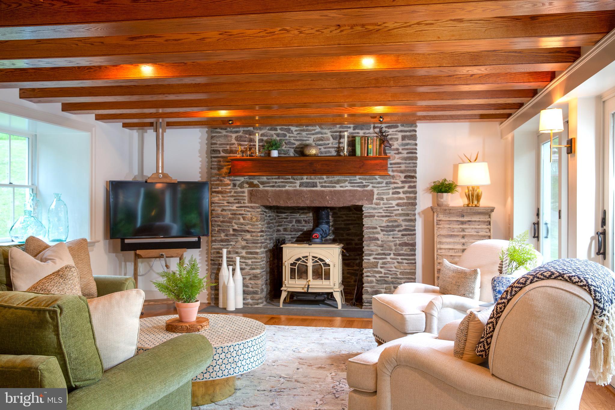 1381 Chestnut Ridge Road Upper Black Eddy, PA 18972 - Photo 20 of 56 Stone Surround and Hearth at the Wood Stove