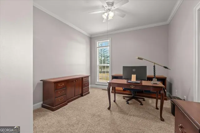a room with lots of wooden furniture and a chandelier