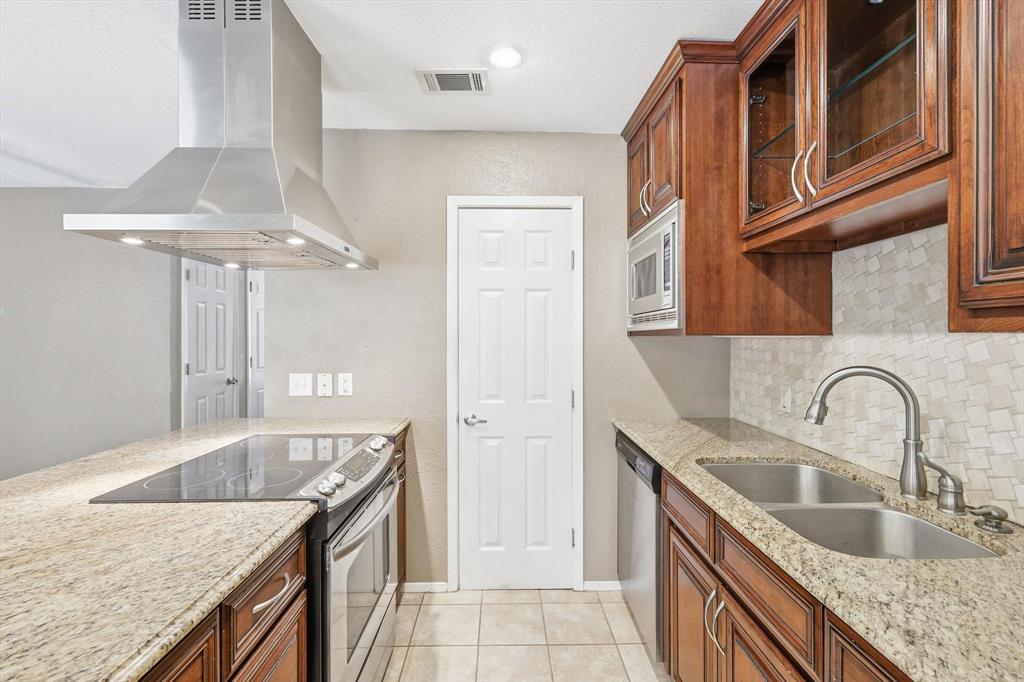425 Ridgecrest Drive Saginaw, TX 76179 - Photo 14 of 27 a kitchen with stainless steel appliances granite countertop a sink and a stove