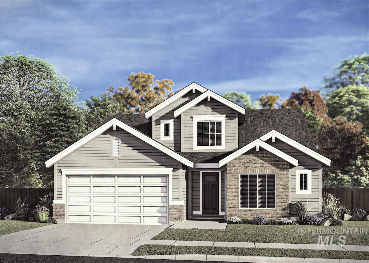 1735 East Acme Street Meridian, ID 83642 - Photo 1 of 8 Contemporary two-story residence featuring a two-car garage, partial brick facade, and horizontal siding
