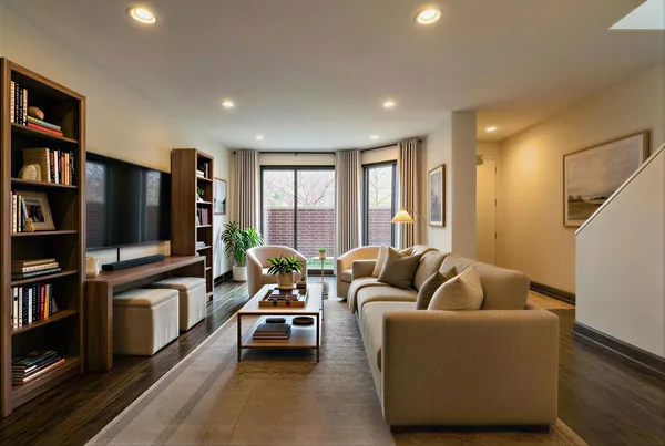 a living room with furniture and a flat screen tv