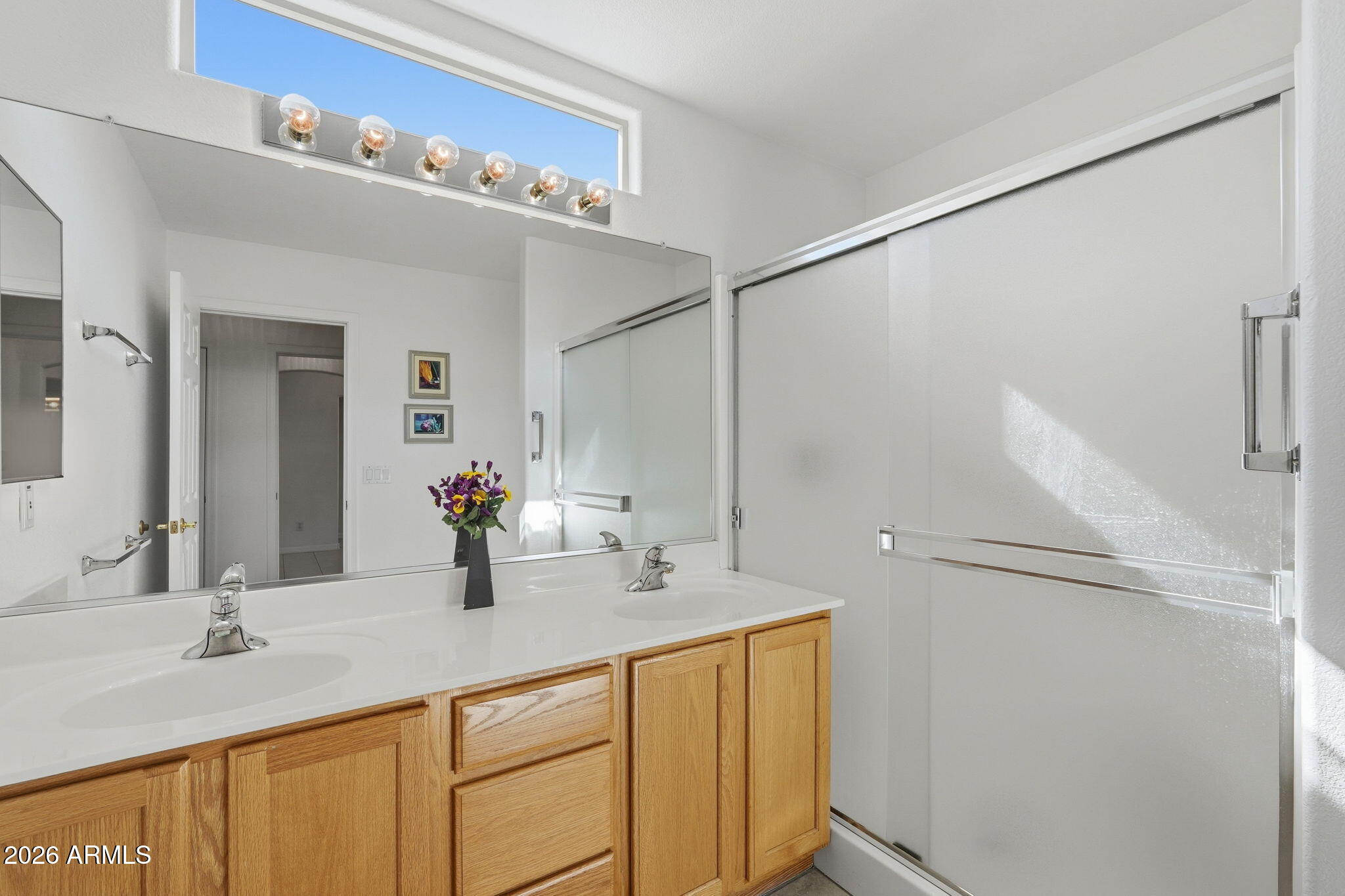 6317 South Pinaleno Place Chandler, AZ 85249 - Photo 19 of 45 a bathroom with a sink and a mirror