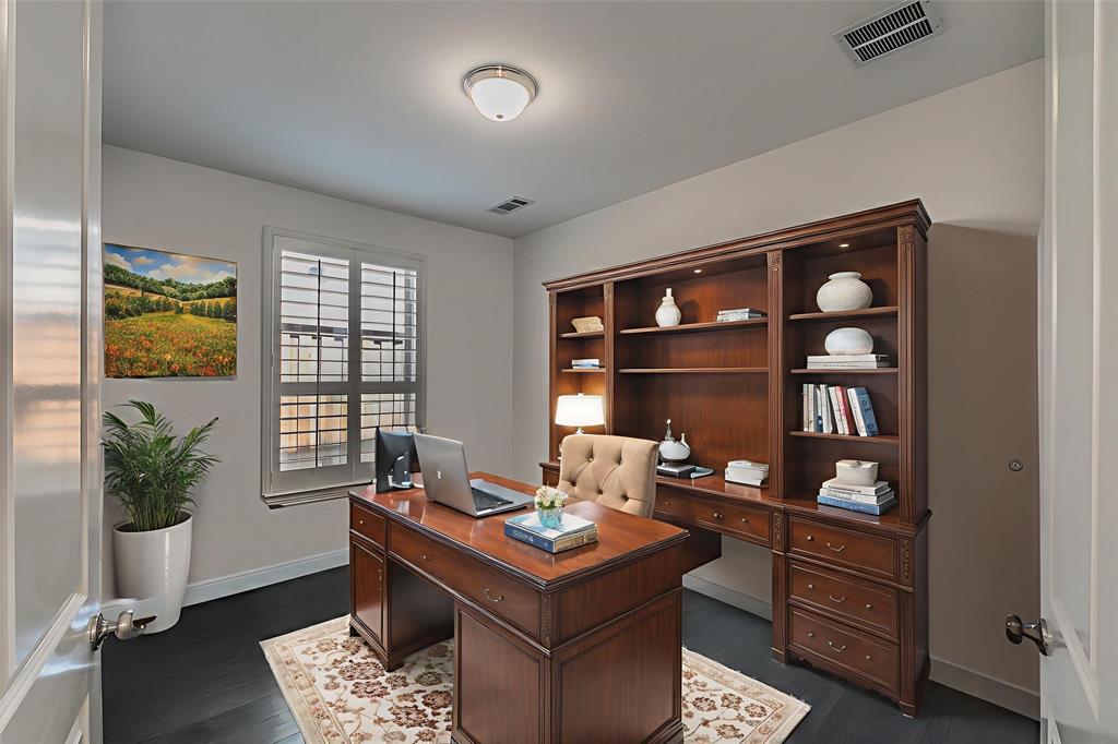 1908 Grey Bark Street Fort Worth, TX 76008 - Photo 12 of 31 Office with dark wood-style flooring and baseboards