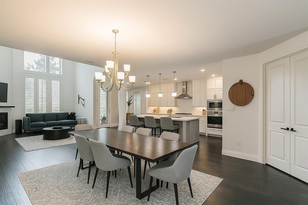 1908 Grey Bark Street Fort Worth, TX 76008 - Photo 3 of 31 Dining area with dark wood-type flooring, a chandelier, and recessed lighting
