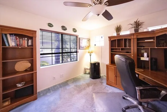 a view of workspace with fan