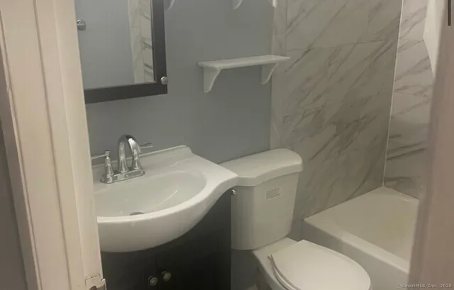 a white toilet sitting next to a bathroom sink