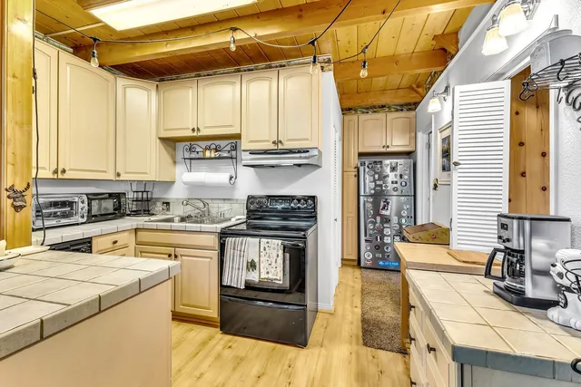 a living room with patio furniture