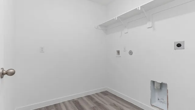 a view of a room with racks on the wall