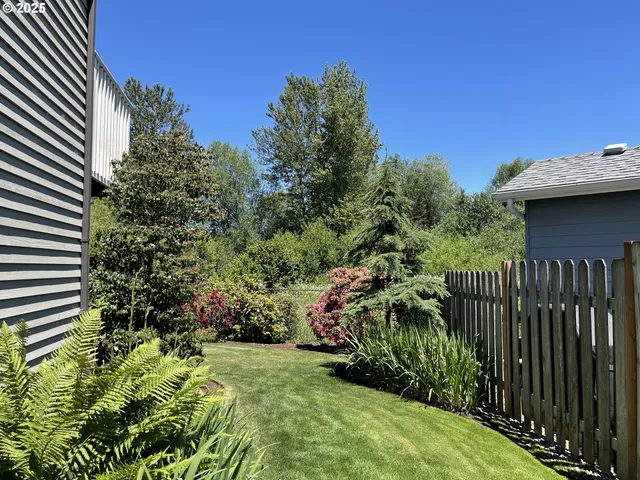 a view of a garden with pathway