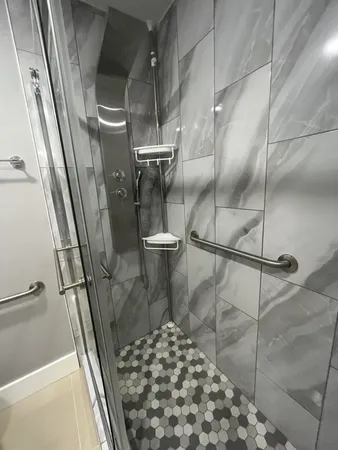a bathroom with a shower