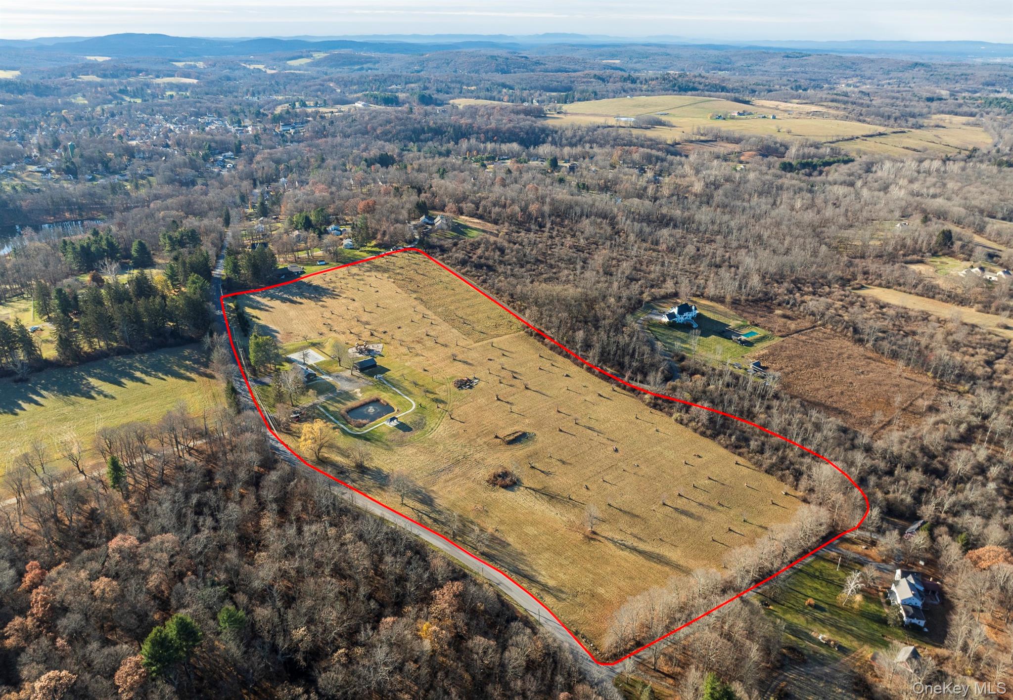 97 Valley Farm Road Millbrook, NY 12545 - Photo 46 of 50 Aerial view boundaries highlighted