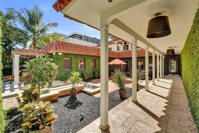 a view of a building with a porch