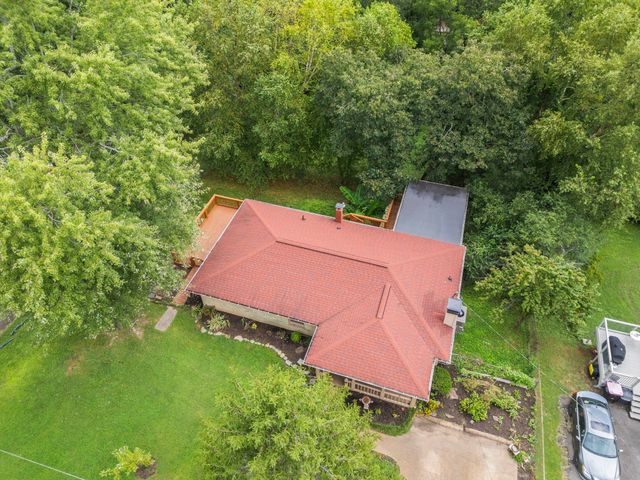 an aerial view of a house