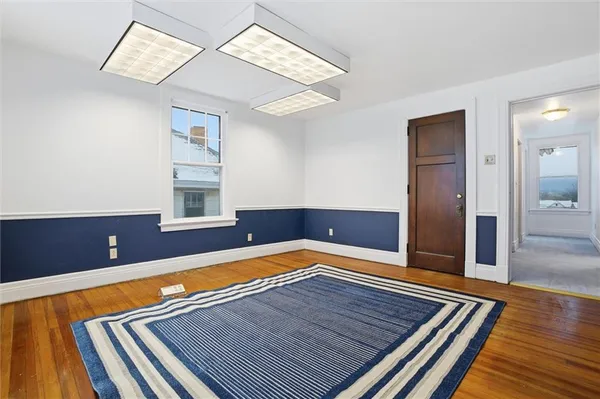 wooden floor with a workspace