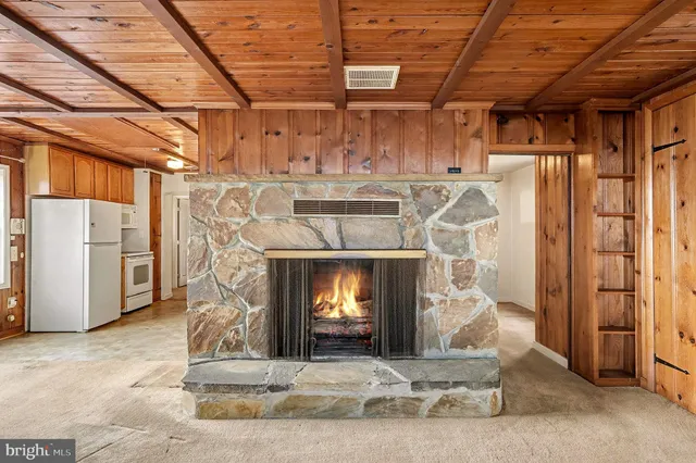a view of a fireplace in a room