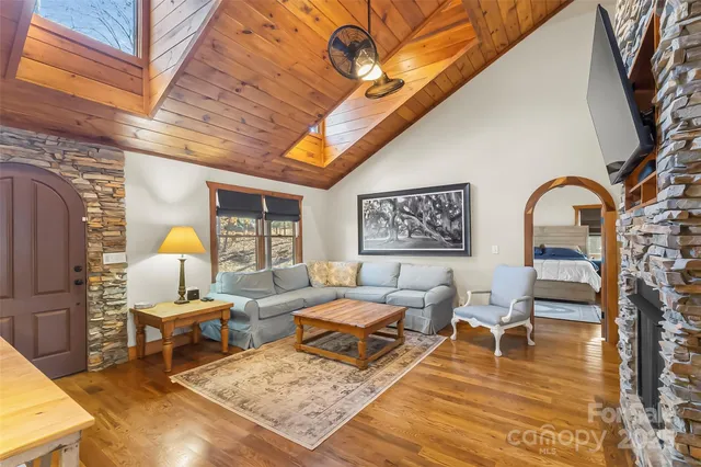 a living room with furniture