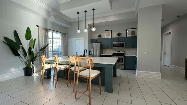 a view of a room with racks on the wall