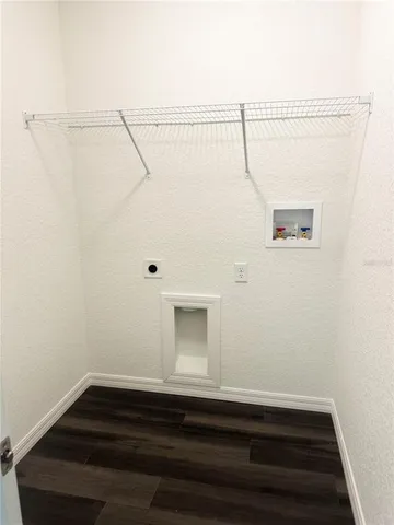 a view of small space with racks on the wall