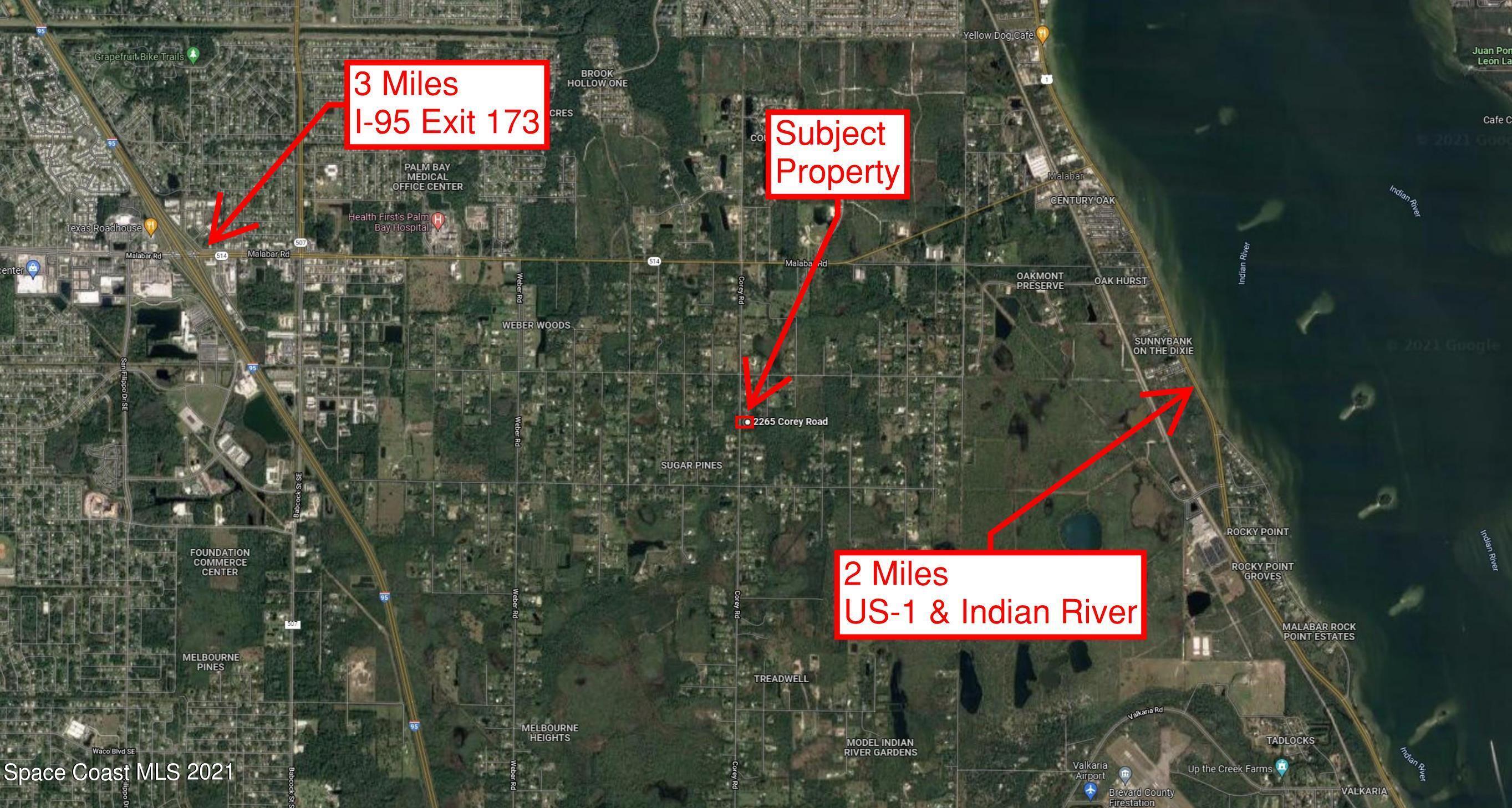 2265 Corey Road Malabar, FL 32950 - Photo 4 of 4 Corey Aerial I-95 Label