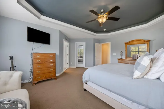 a view of a green field with trees in the background