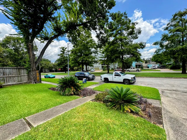 a view of a park with slide