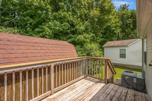 a view of a wooden deck