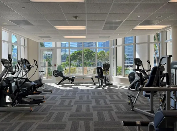 a view of a room with gym equipment