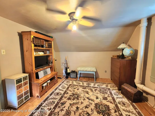 a view of a ground with a large trees