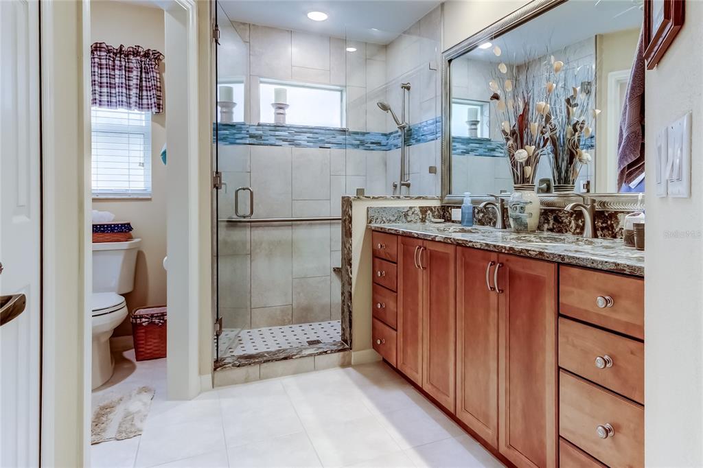1610 Cortleigh Drive Trinity, FL 34655 - Photo 39 of 72 a bathroom with a granite countertop sink mirror and double