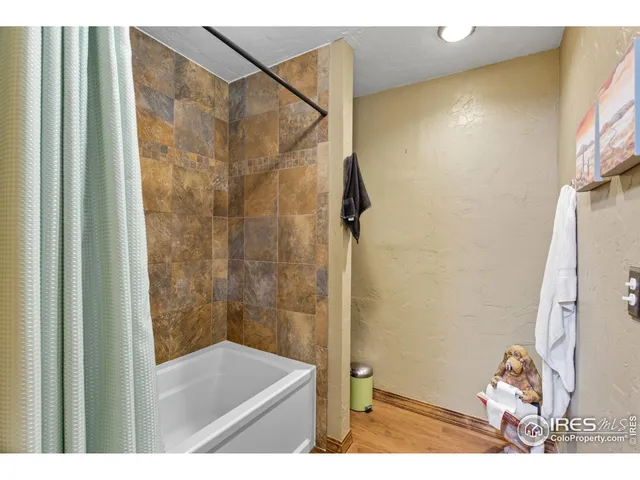 a bathroom with a shower and a sink