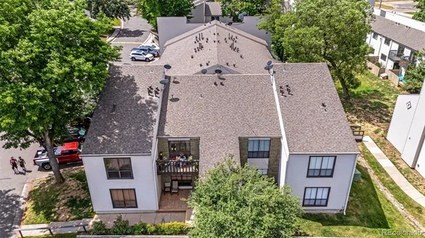 an aerial view of a house