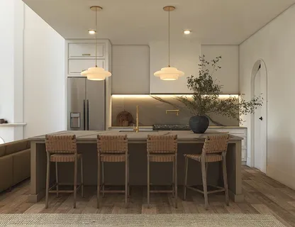 a kitchen with a table and chairs in it