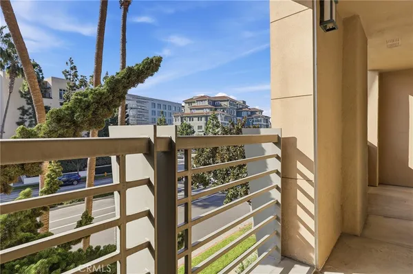 a view of a balcony with an outdoor space