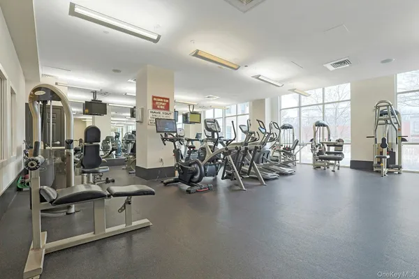 a view of a room with gym equipment