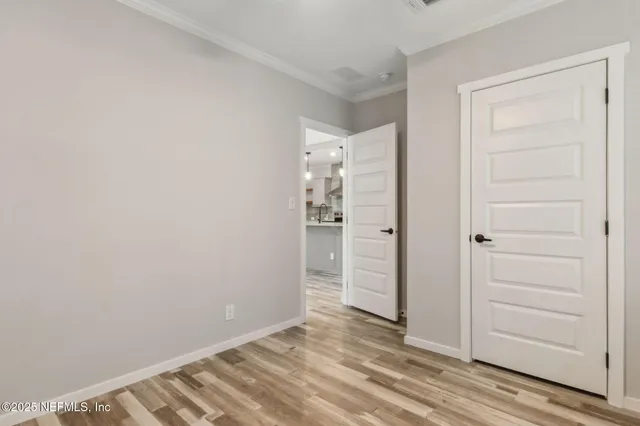 an empty room with closet