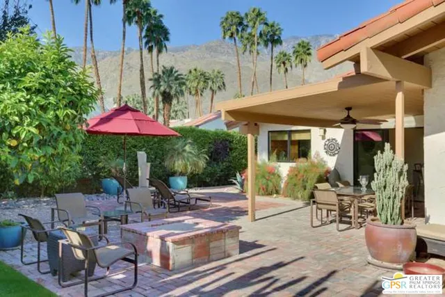 a front view of a house with patio