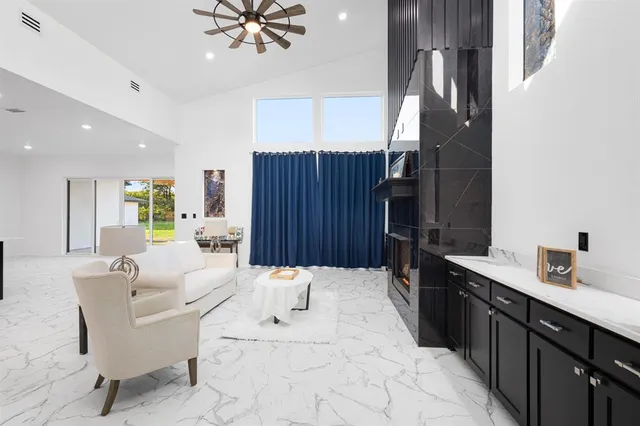 a view of kitchen and living room