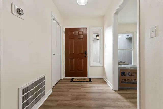 a living room with a fireplace