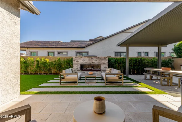 a outdoor space with chairs