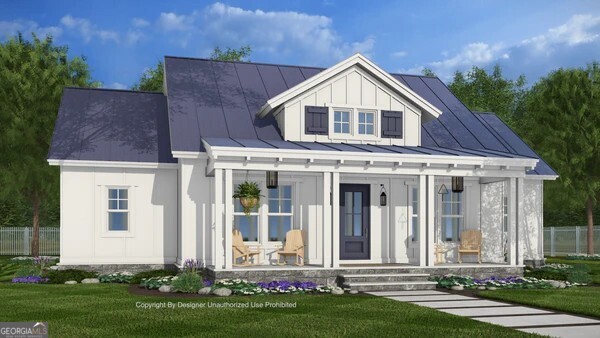 front view of a house with a yard