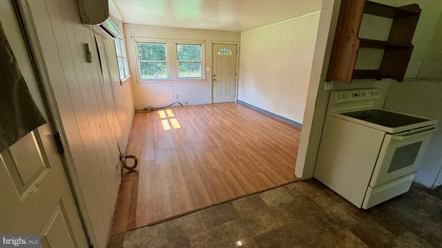 an empty room with windows