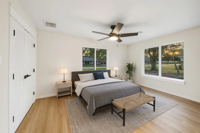 an aerial view of multiple house