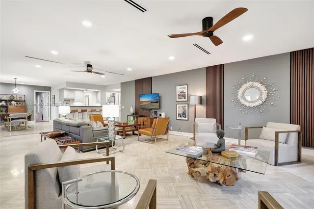 a living room with furniture