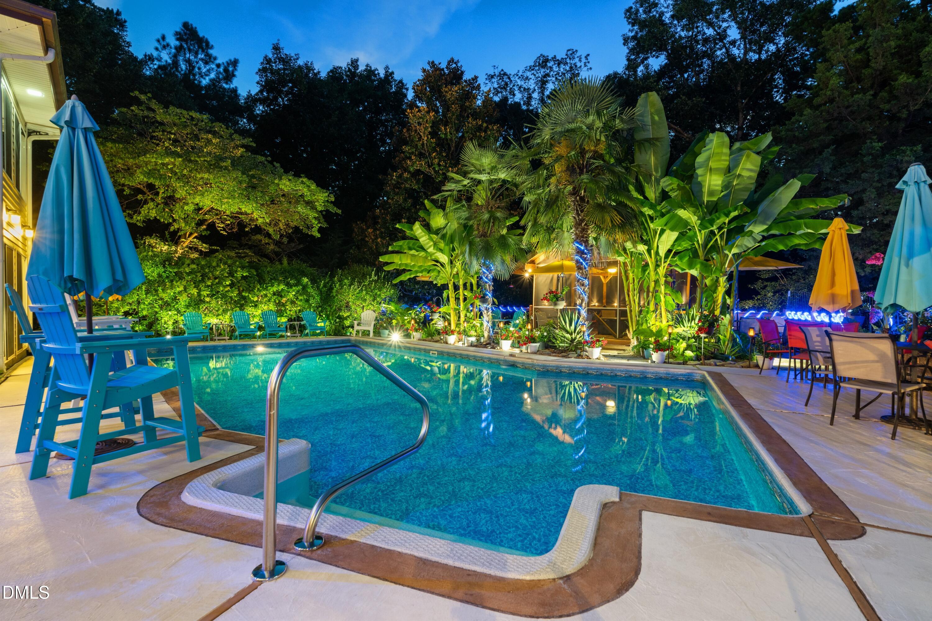 5219 Coronado Drive Raleigh, NC 27609 - Photo 45 of 100 Evening pool view lights_resized_2