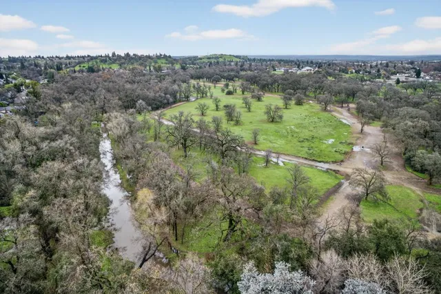 a front view of a house with a garden and trees