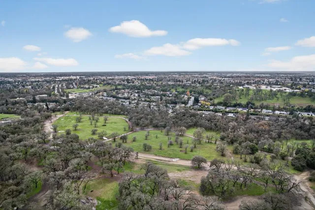 a front view of a house with a garden and trees